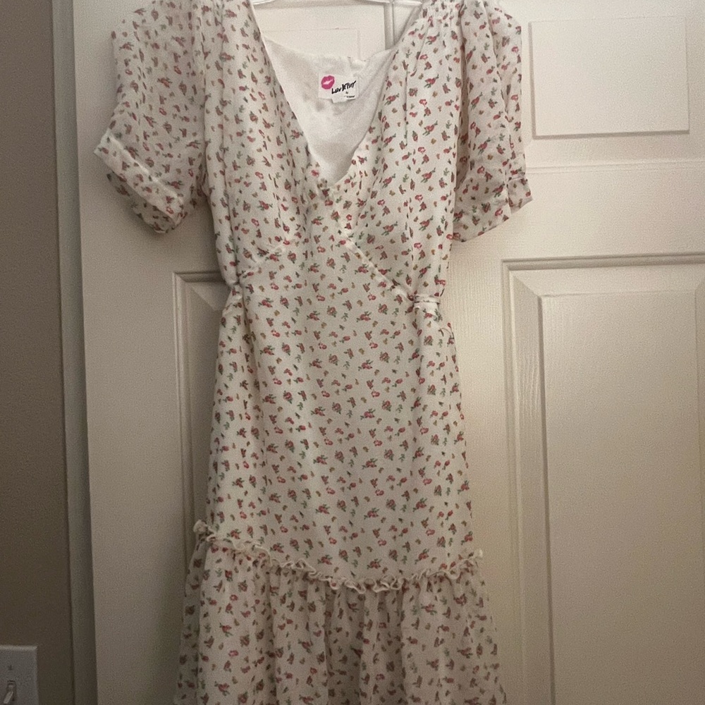 Betsey Johnson White and Pink Floral Midi Dress